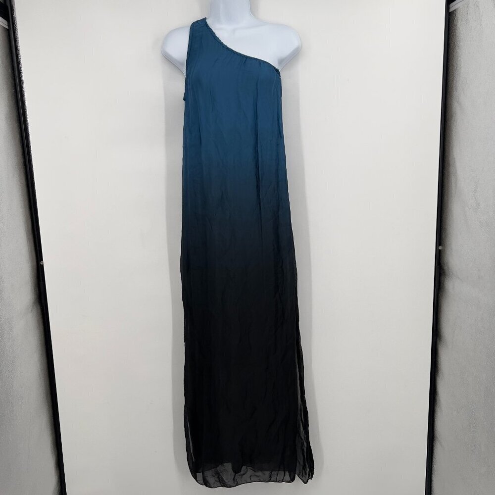 Sofia Handmade One Shoulder Ombré A Line Maxi Dress – Blue to Black NWT